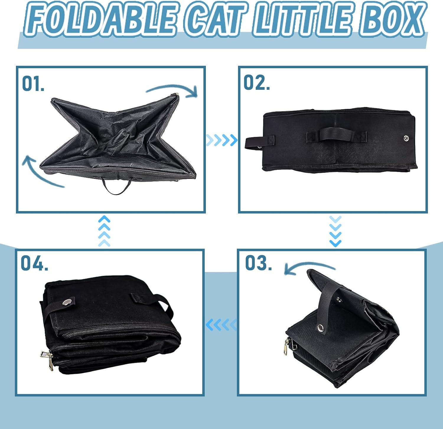 Foldable Cat Litter Tray, Foldable Travel Cat Litter Tray with Lid, Waterproof Cat Litter Tray Made of Oxford Fabric for Large Cats, Foldable Portable Cat Litter Tray for Car, Outdoor Travel with Pets image number 2