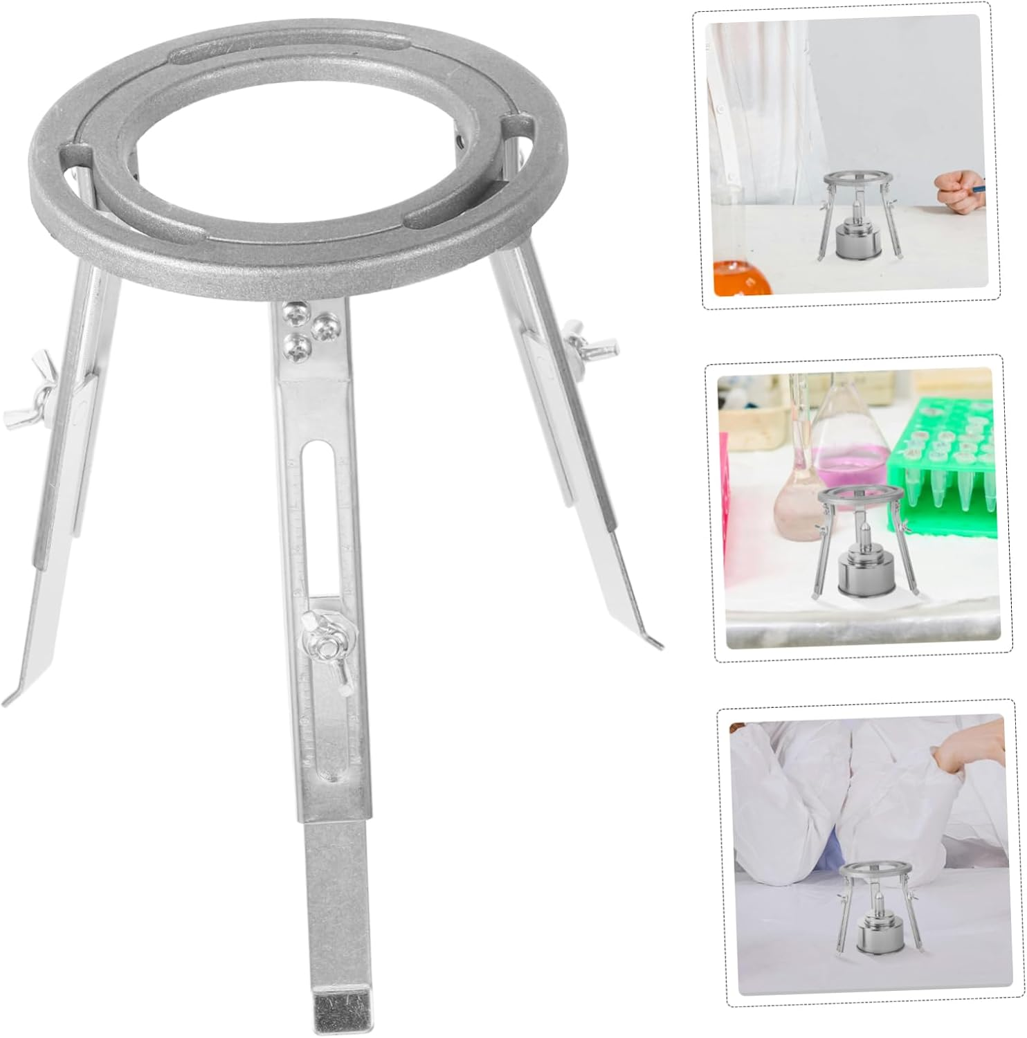 Luxshiny Experimental Stand Adjustable Laboratory Tripod Holder Chemistry Heating Support for Alcohol Lamp Liftyble Stand Detachable Legs for Science Experiments image number 2