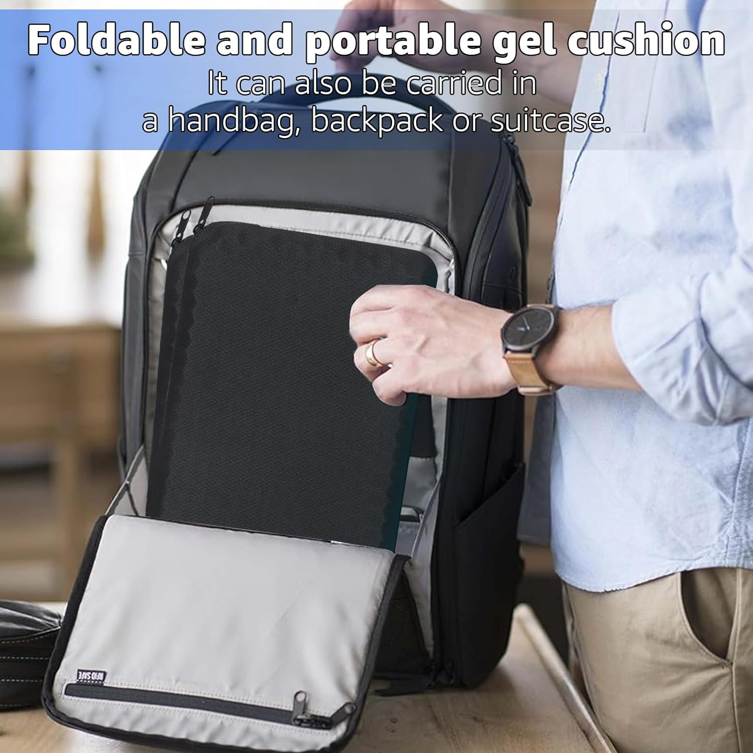 Ketimos Gel Travel Seat Cushion &ndash; Portable Airplane Seat Cushion &ndash; Foldable Cushion for Airplane Seats, Camping, Bleachers, Flights, Commute image number 5