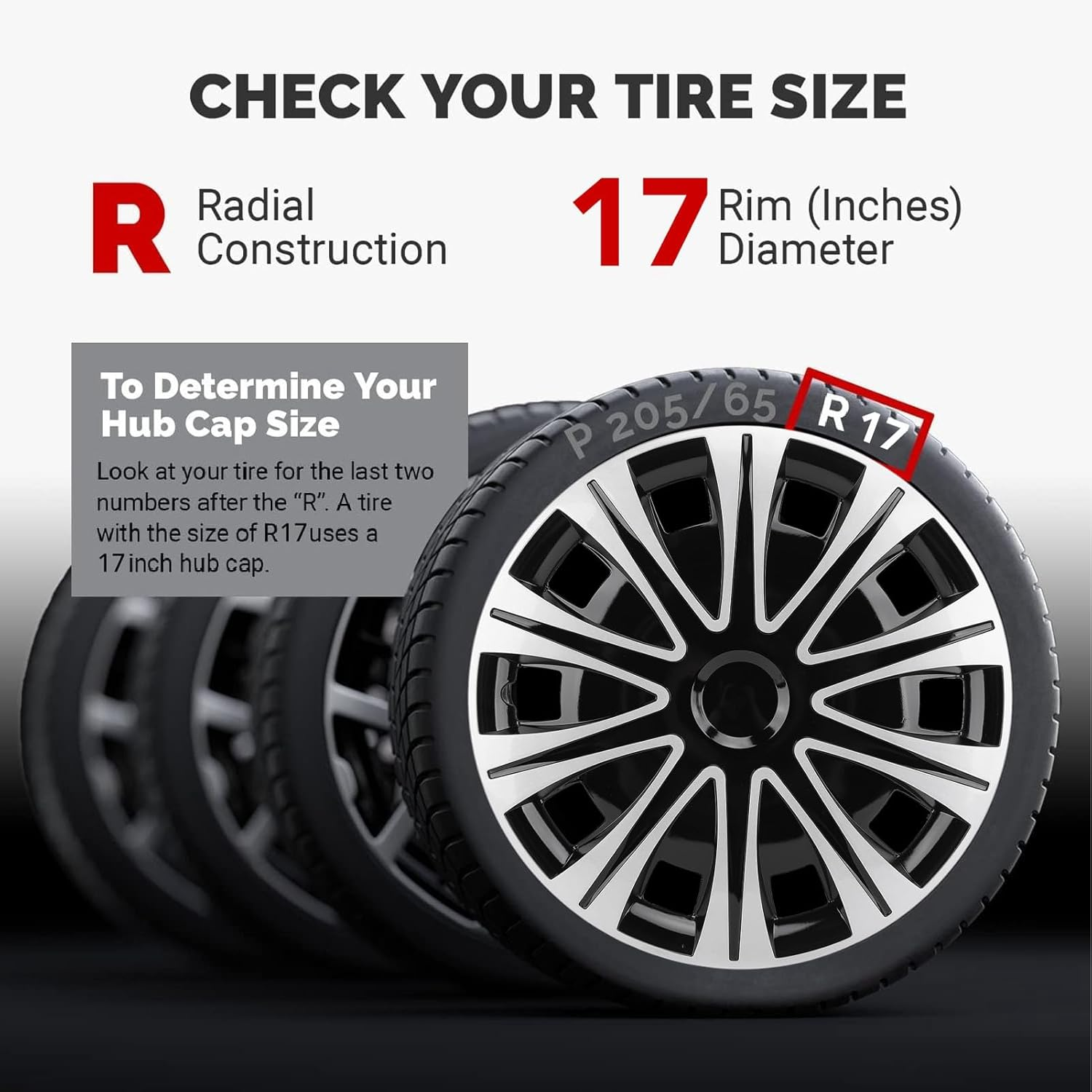 Hubcaps, Set of 4 17 Inch Wheel Hub Cap Full Snap on Universal Wheel Rim Covers for Transit Connect, Hubcap Wheel Cover Replacement Hub Caps Exterior Accessories image number 5