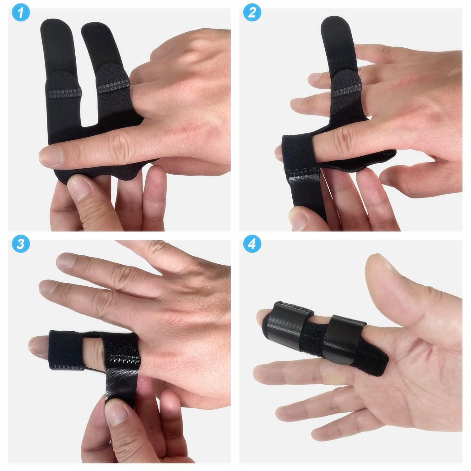 4Pcs Finger Splints, Finger Support Brackets, Finger Splint Broken Finger Stabilizer for Straightening Arthritis Fingers Broken and Strained Arthritis (Black) image number 6