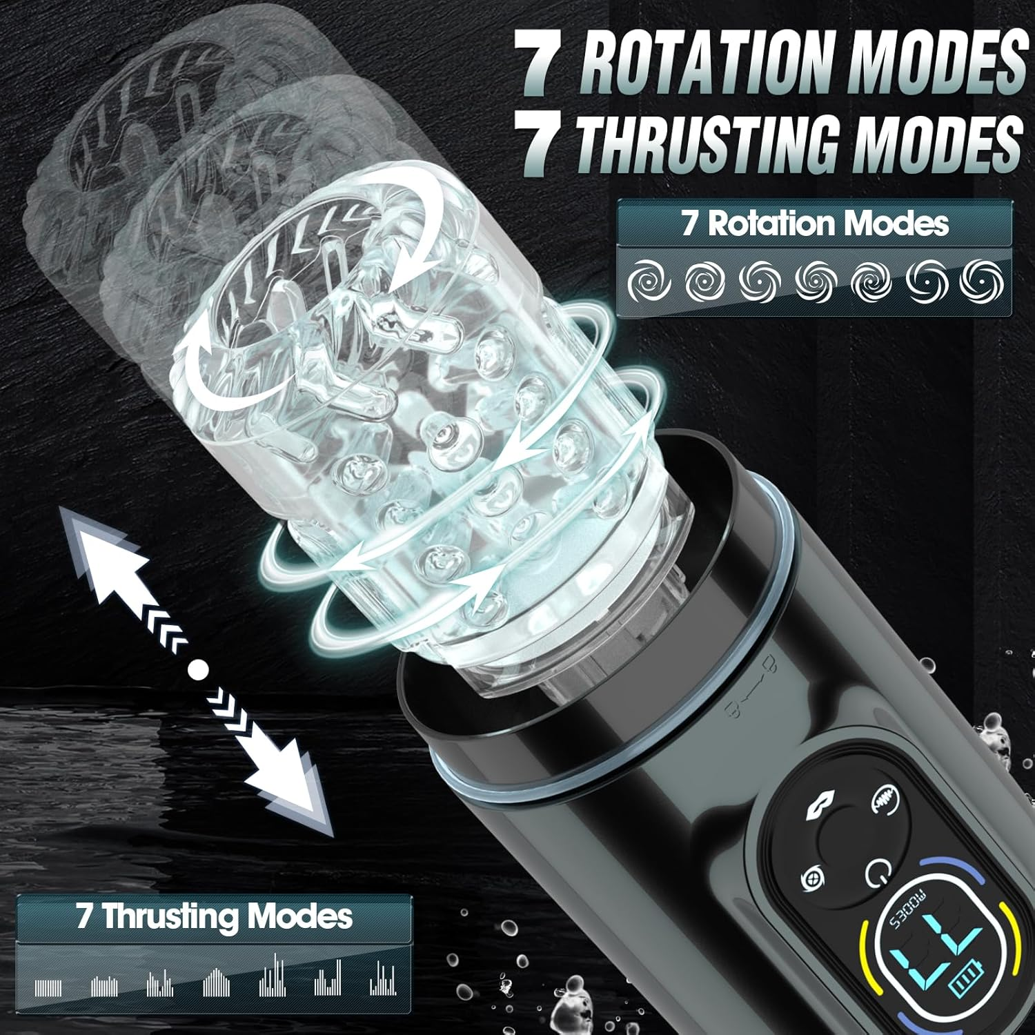 Sex Toys for Men Automatic Male Masturbator - Penis Pump Male Sex Toys with 7 Sucking & 7 Thrusting Rotating & AI App Control, Electric Pocket Pussy Adult Sex Toy for Men (Black) image number 4