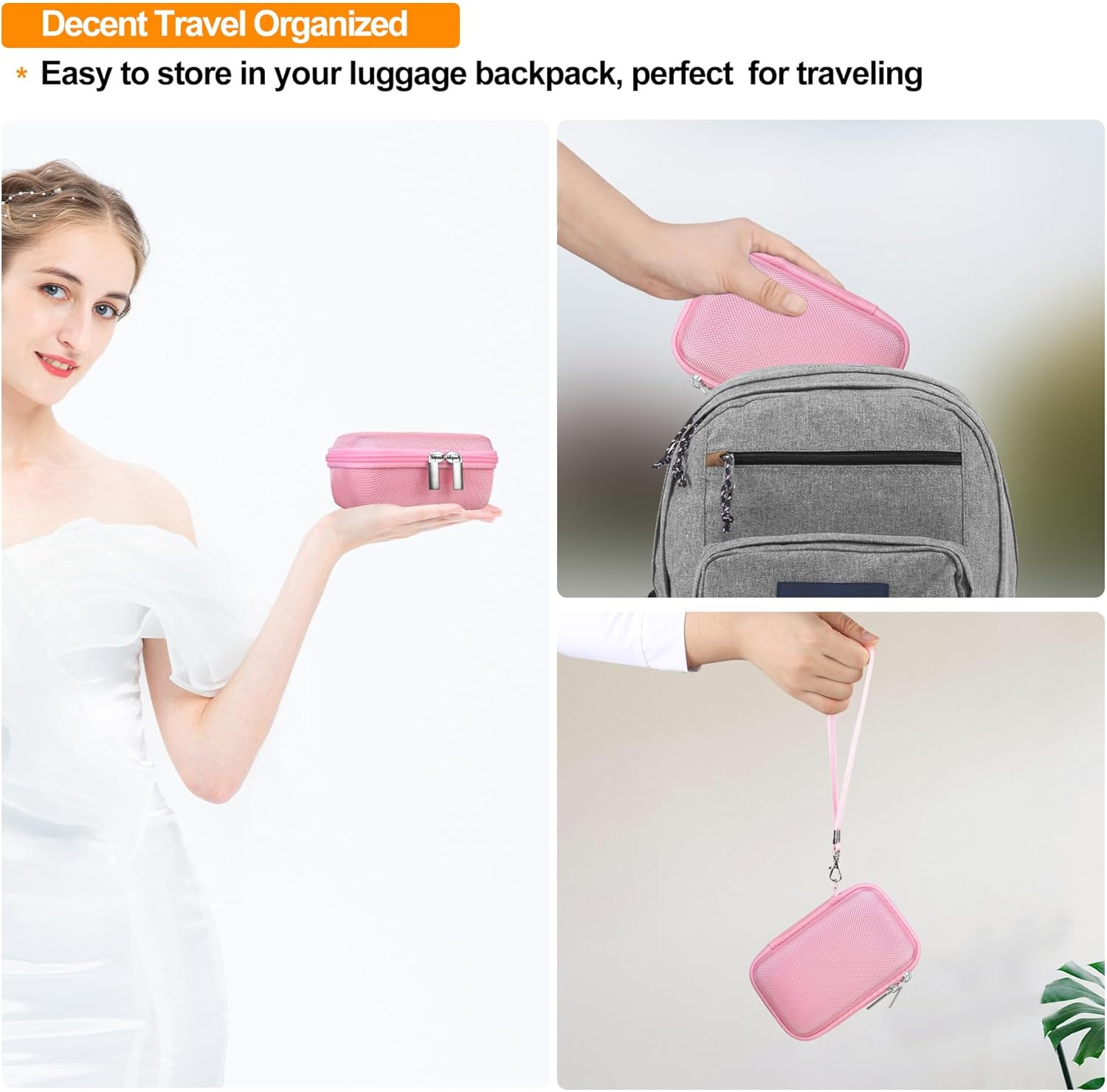 Elonbo Carrying Case for Panasonic Lumix DC-TZ99/ZS99/ LX10/ ZS60/ ZS70/ ZS80/ ZS200/ ZS100 4K Digital Camera, Vlogging Camera Travel Bag Storage Cover, Mesh Pocket Fits Battery Charger. Pink - Blue image number 4