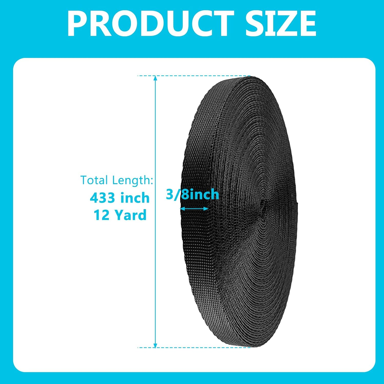 Nylon Heavy Webbing Black Fabric Strap 10 Mm X 10 M Webbing Straps for DIY Dog Collar Tow Ropes Luggage Strap Backpack Strap