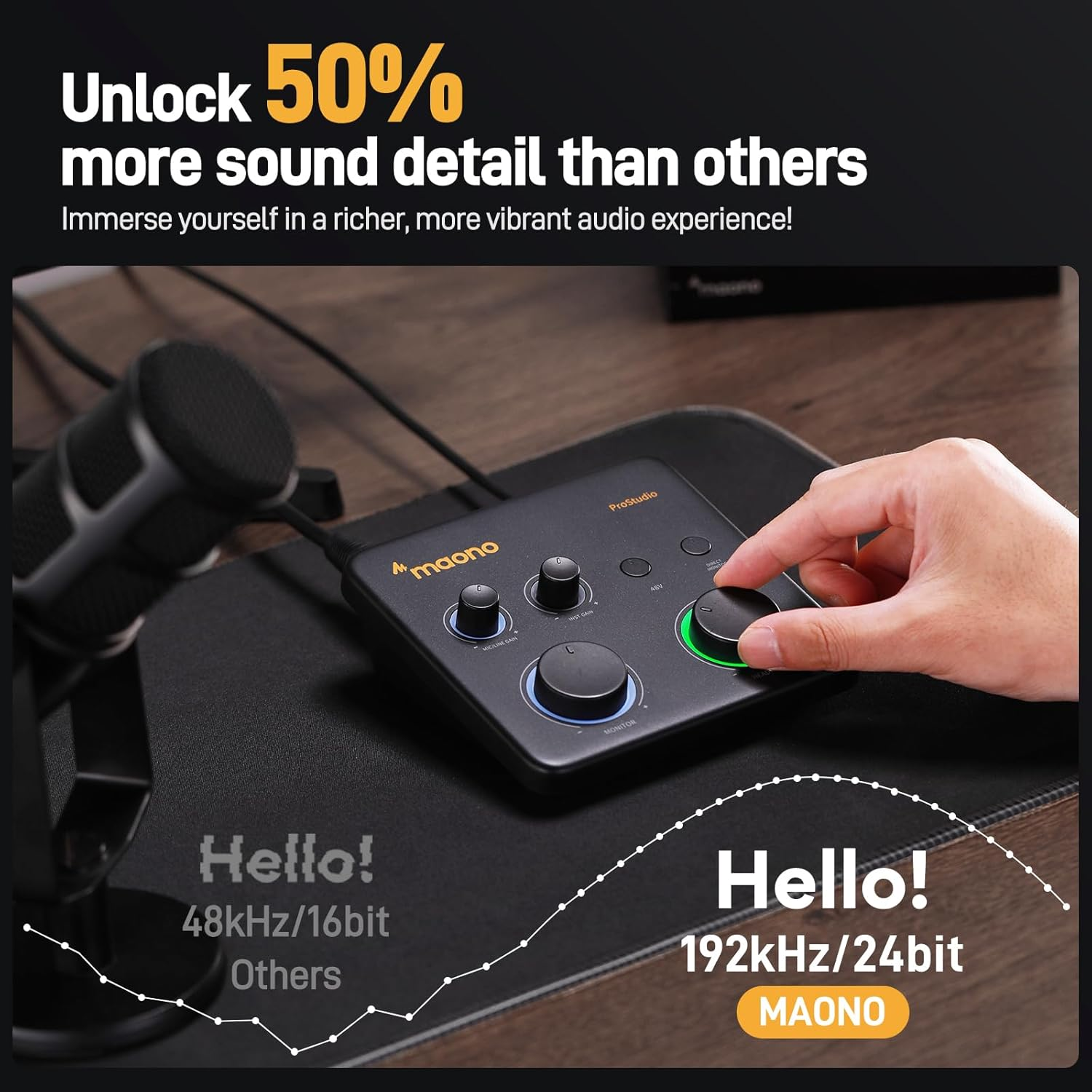 MAONO USB Audio Interface for PC: Interface with XLR Input 24-Bit/192Khz Routing Software LOOPBACK ASIO Driver for Recording Music, Home-Studio, Guitar, Podcast, Streaming, DAW(PS22 Lite Black) image number 5