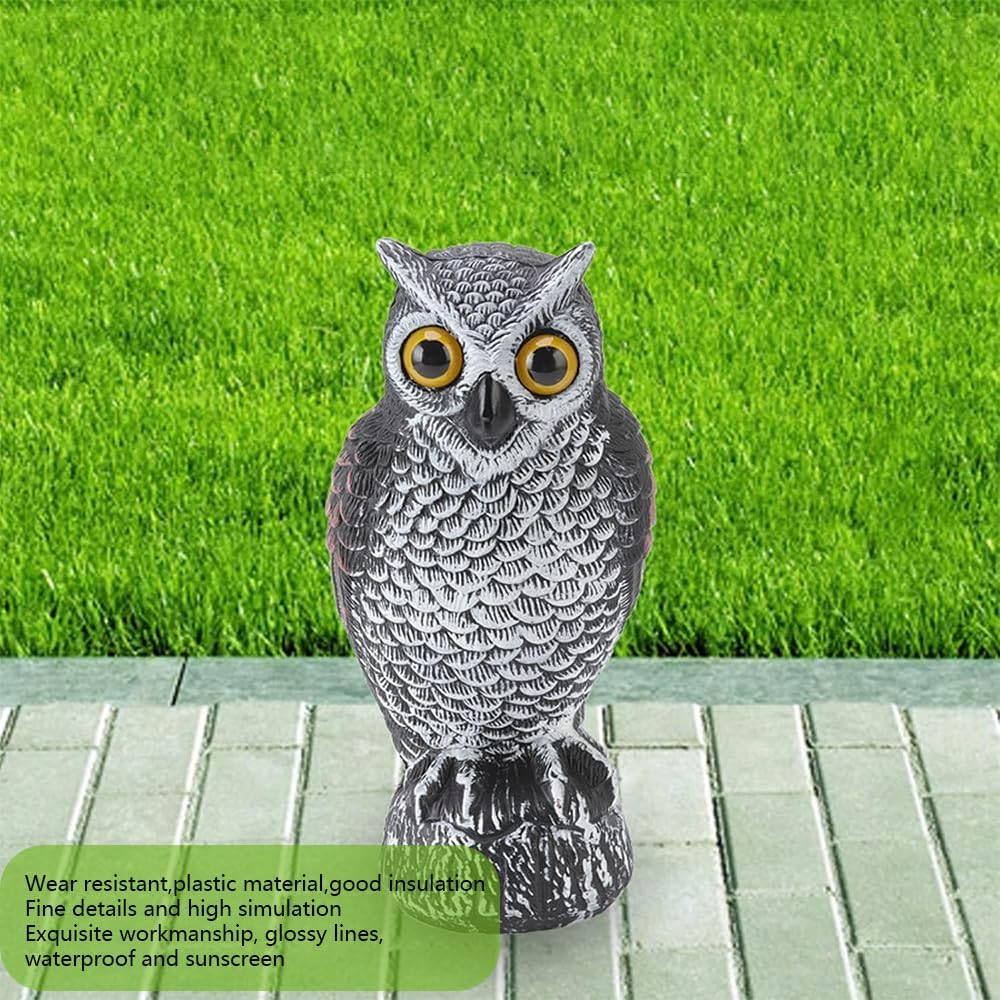 2 Pack Fake Owl Decoy Statues &ndash; Plastic Horned Scarecrow Owls for Garden, Yard Bird & Pest Repellent Decor image number 1