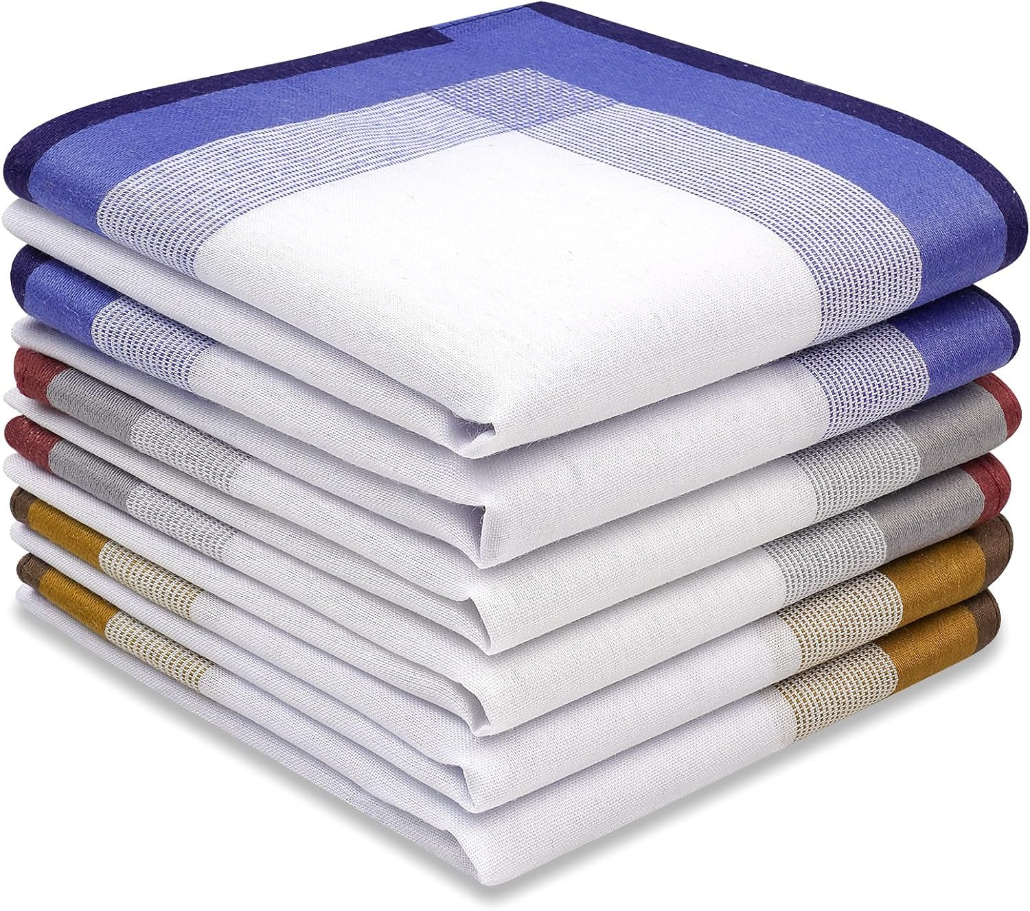 Handkerchiefs Mens 100% Cotton Soft 6 Piece Gift Set by Zenssia