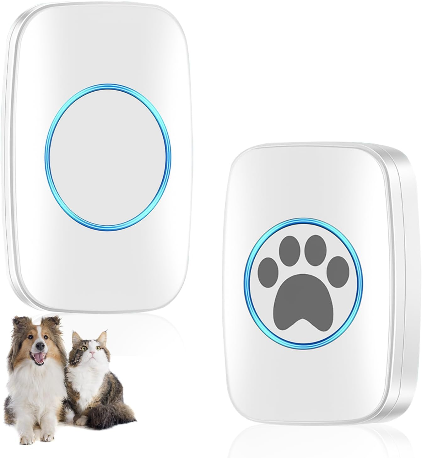 Nizirioo Wireless Training Bells for Pets: IP44 Waterproof Door Bell, Cat Bell with 60 Ringtones and 5-Level Volume Control, Dog Bell (1 X Receiver + 1 X Touch Doorbell)