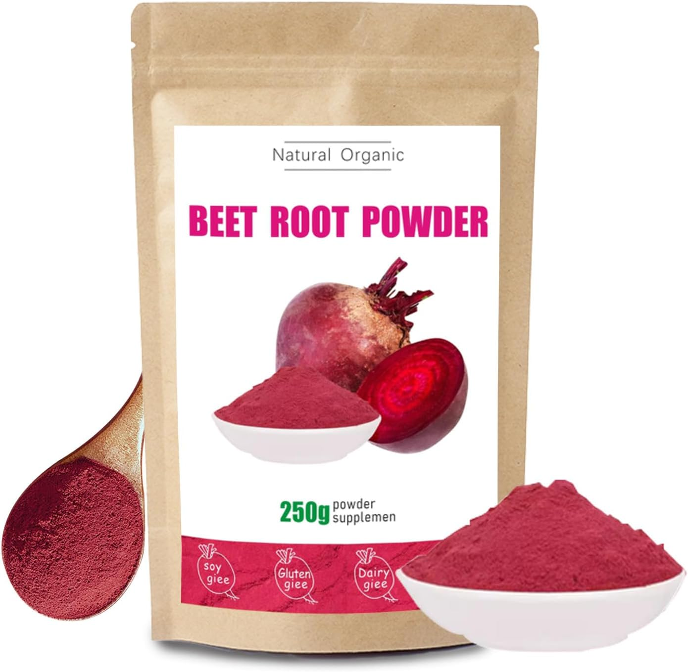 Organic Beet Root Powder - Non-Gmo Superfood for Smoothies & Baking | Nutrient-Dense Natural Vitality Support | Pure Powder with Essential Nitrates（250G）