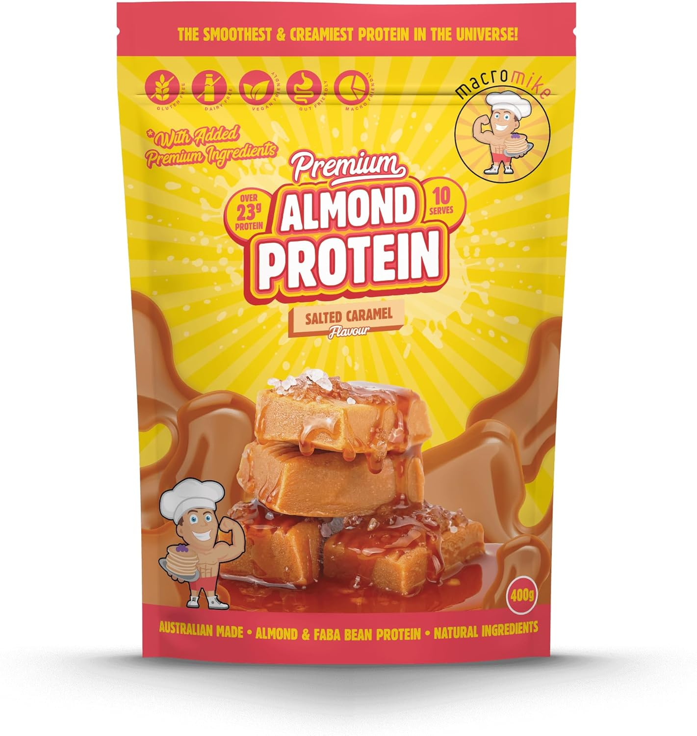 Macro Mike Salted Caramel Premium Almond Protein 400 G image number 1