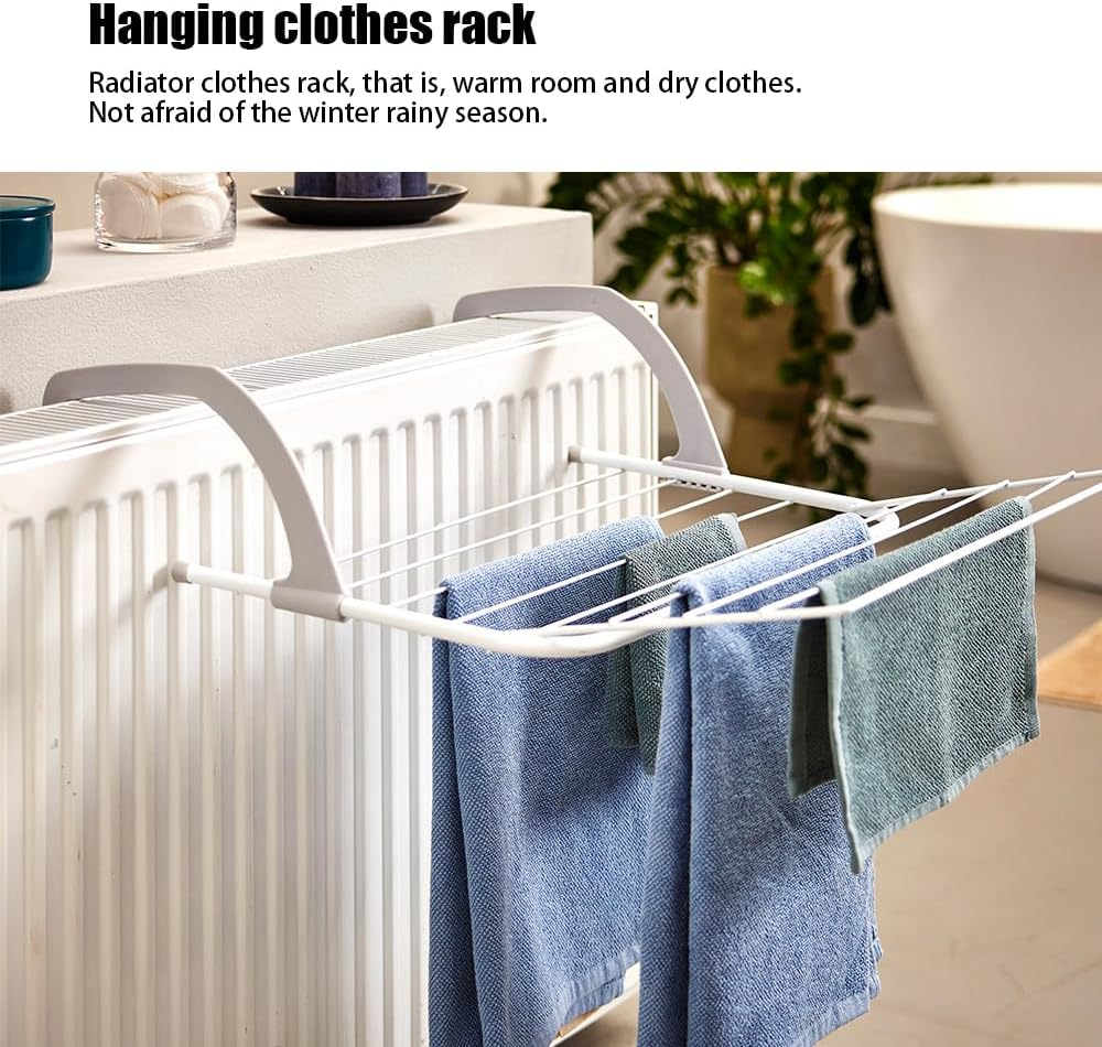 Radiator Clothes Airer Rack, Balcony Laundry Airer, 5 Bar Clothes Rack Indoor with Adjustable Arms, Radiators Hanger for Indoor Air Drying and Hanging, Towels, Coat, Lingerie image number 5