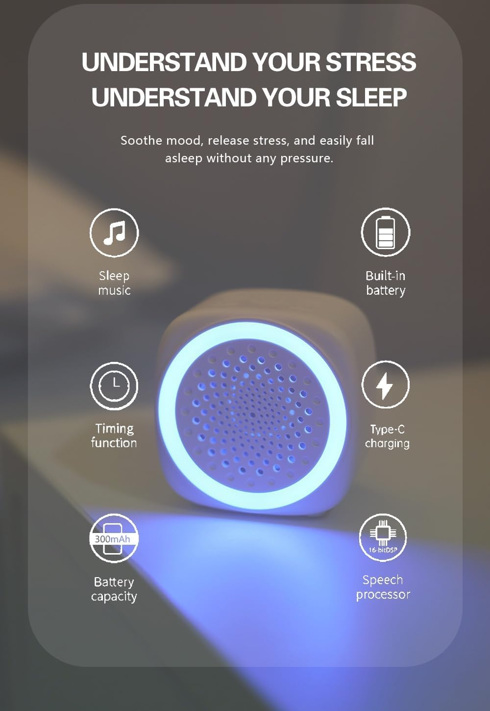 Xkey Portable White Noise Machine, Mini White Noise Sound Machine with Nursery Lamp, Mood Lighting, 7 Colors Night Light, 26 Soothing Sounds for Baby/Adult 4 Timer, Memory Function, Touch Control for Travel Camping Home and Office (Rgb-1Pack, ONE SIZE) image number 6