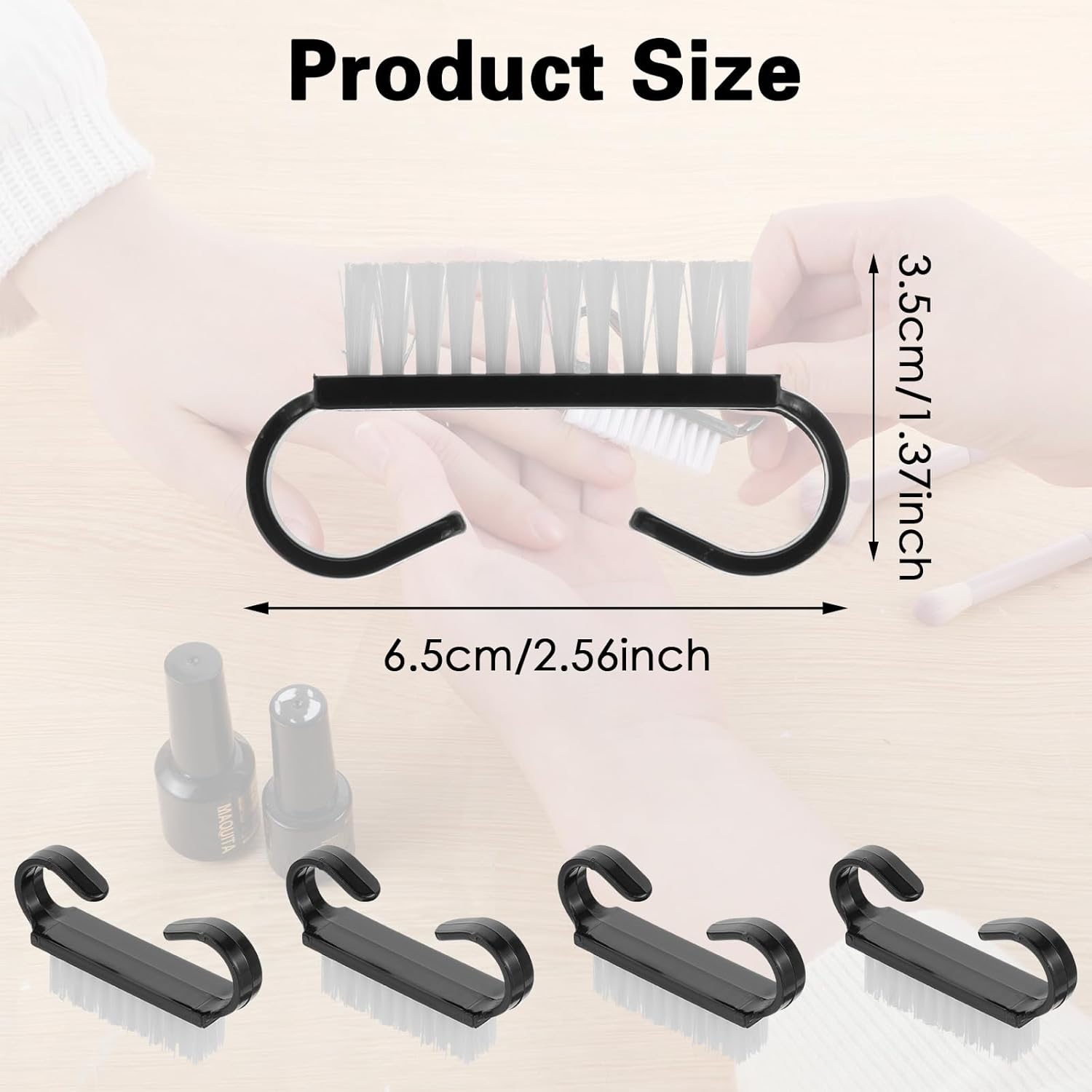 20 PCS Nail Brush for Cleaning Fingernails, Nylon Nail Cleaning Brush, Small Nail Scrubber Brush, Handle Grip Nail Brush Fingernail Brush Cleaner Tools for Toes and Nails, Black