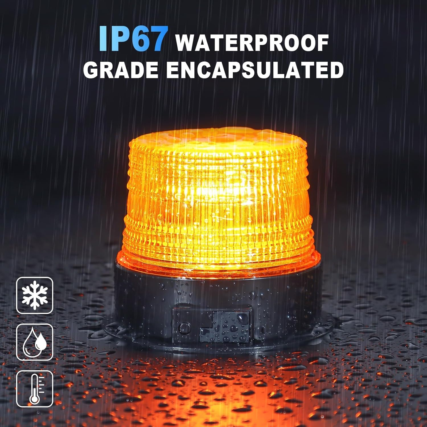 Magnetic Amber Flashing Beacon Light, 12V-24V Wireless & Rechargeable LED Warning Light for Roadside Safety, Trucks, Cars, Golf Carts, Snow Plows image number 4