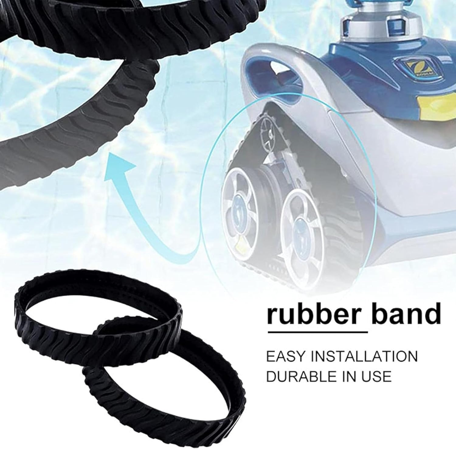 MDHWL 2-Pack Rubber Track Replacement for Zodiac MX8 Elite & MX6 Elite Pool Cleaners - R0526100 Wheel Belts for MX8 and MX6 Models image number 2