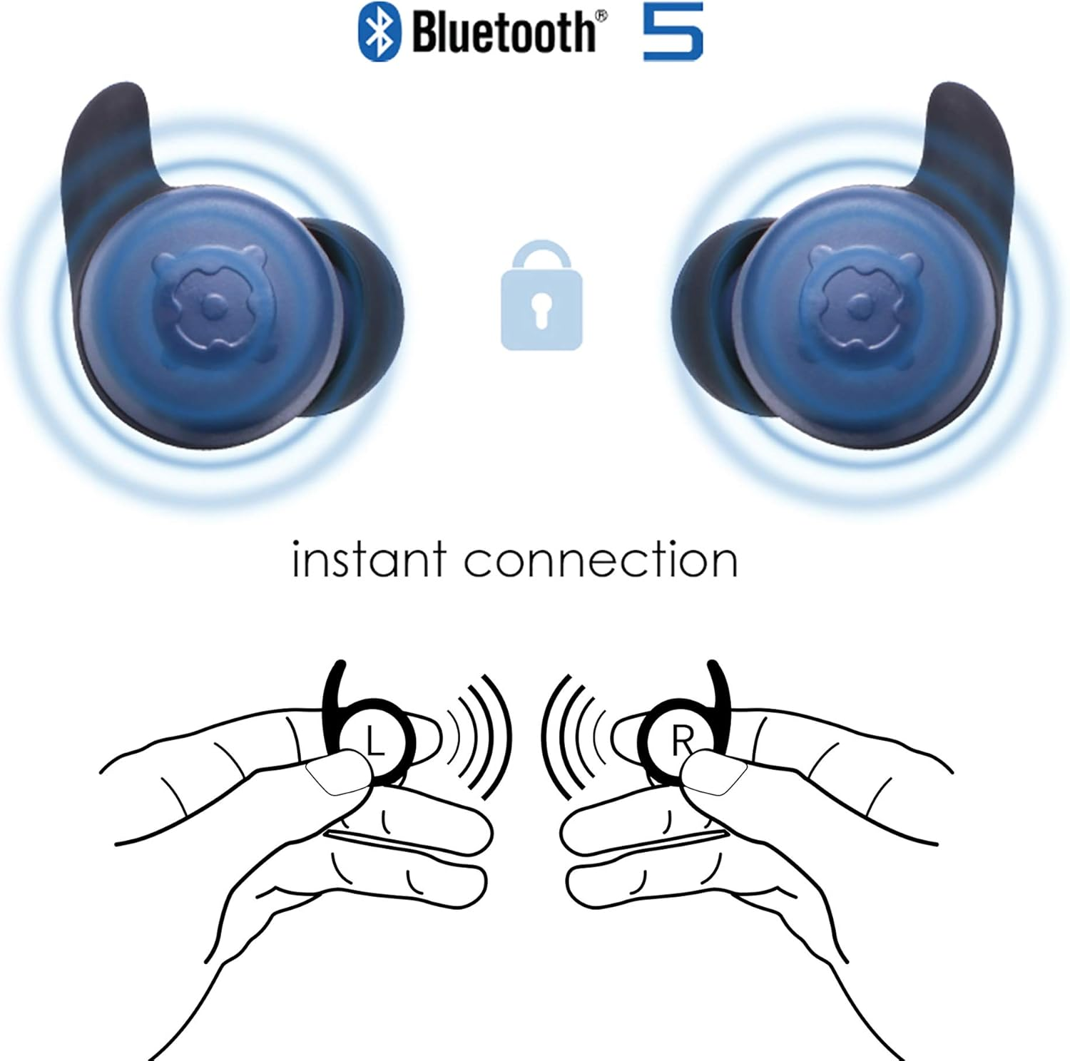 BOOMPODS BOOMBUDS X True Wireless - Bluetooth Earbuds IPX 6 Water Resistant/Sweatproof Ergofit, Portable Magnetic Charging Case, Best Sports Earphones Blue One Size image number 5