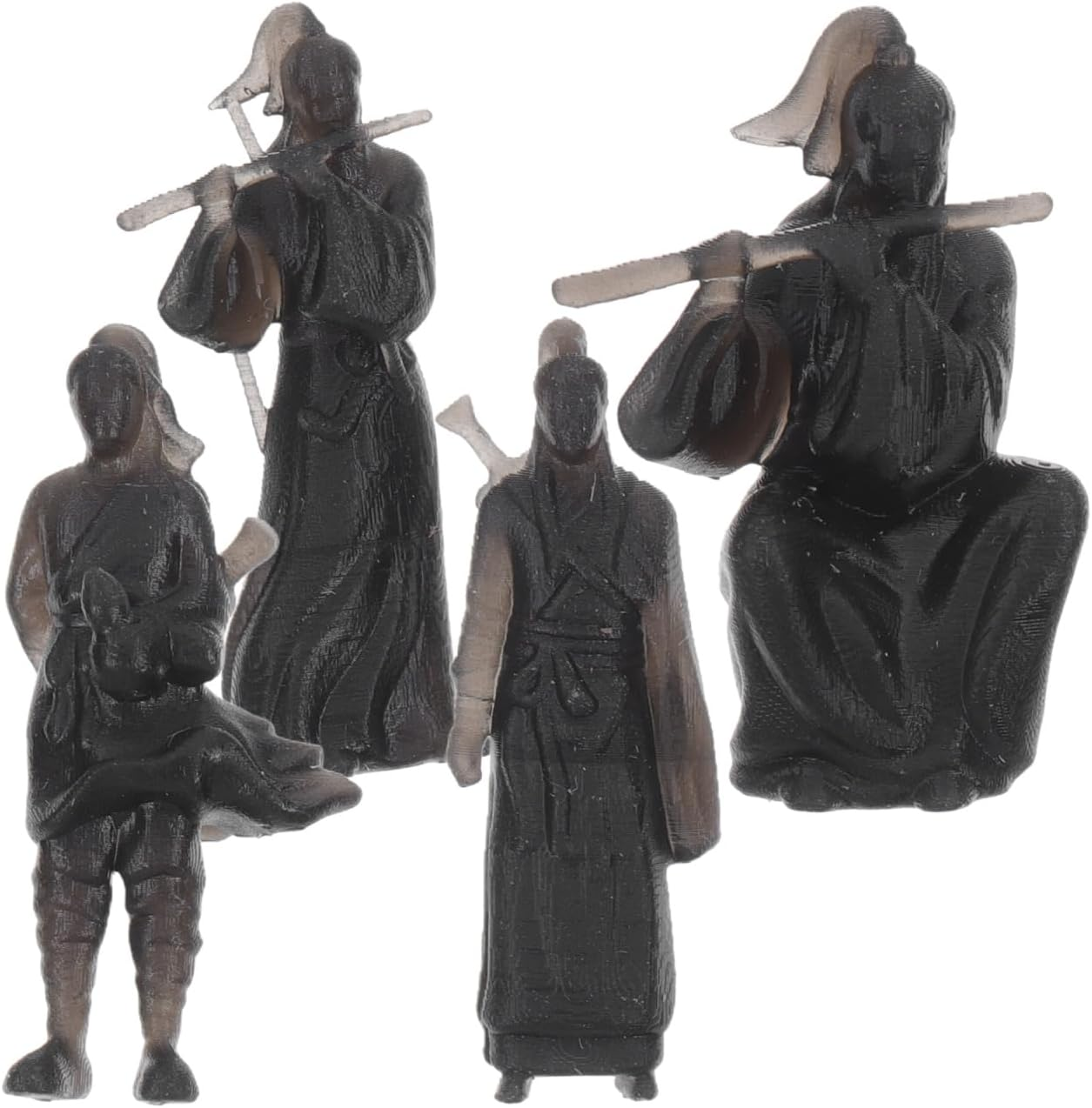 INOOMP 4Pcs Miniature Ancient Swordman Figurines, Chinese Zen Garden Statue Tiny Model Asian Samurai Figure for Fish Tank Bonsai Car Decor image number 3