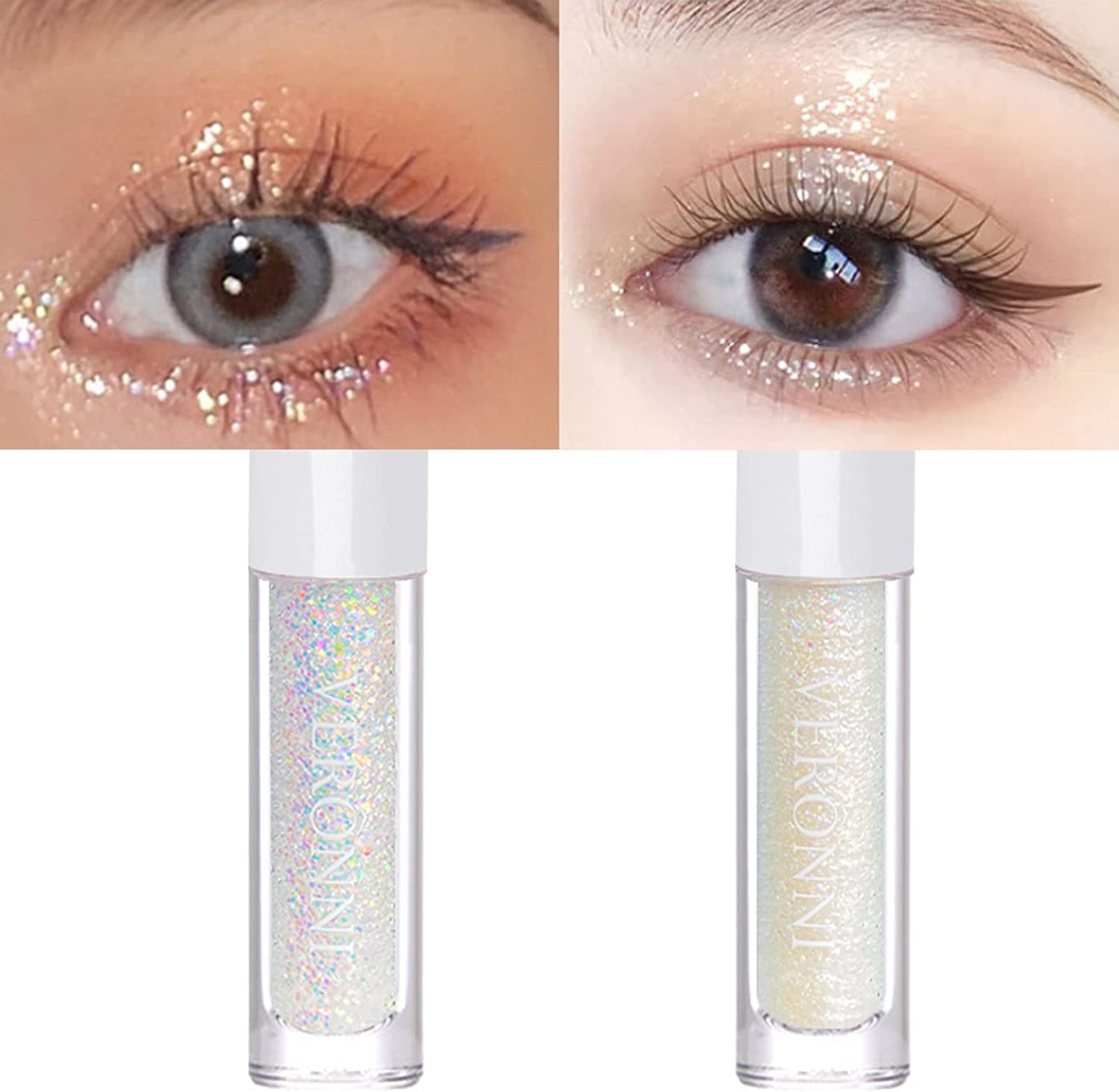 Liquid Glitter Eyeshadow 2Pcs,Glitter Eyeshadow Makeup Kit,Shimmer Liquid Eye Shadow Stick,Waterproof Long Lasting Shiny Colorful Glitter Eye Shadow for Women (#01#03) - (0204) image number 2