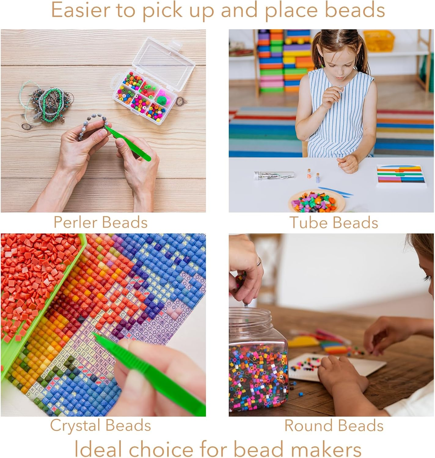 Haikole Plastic Tweezers, 5Pcs Plastic Tweezer for Kids,Craft Tweezer for DIY Craft Jewelry Making Family School Beading Project,Assorted Colors Tweezers for Crafts (5) image number 4