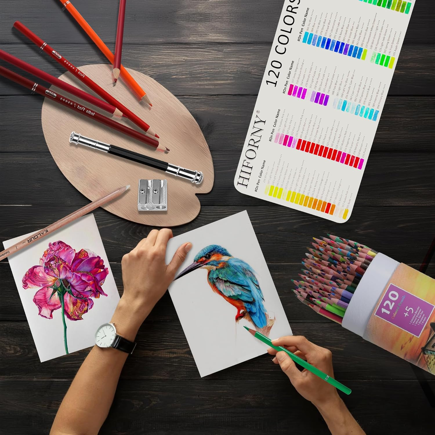 HIFORNY 125 Pack Colored Pencils Set for Adult Coloring,120 Colors Coloring Pencils with Extras,Artists Soft Core,Vibrant Color,Drawing Pencils Art Craft Supplies for Adults Beginners Kids