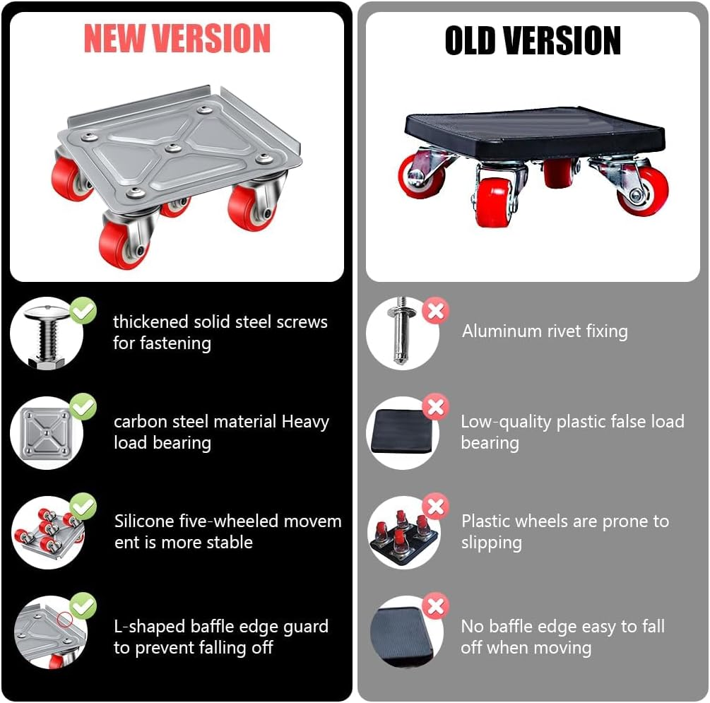 Rukoy Heavy Furniture Lifter Moving Tool Set - Carbon Steel Furniture Lifter 1322LBS Capacity - Heavy Duty Furniture Moving Wheels Rollers Tools for Bed, Sofa, Wardrobe, Table, Refrigerator image number 4