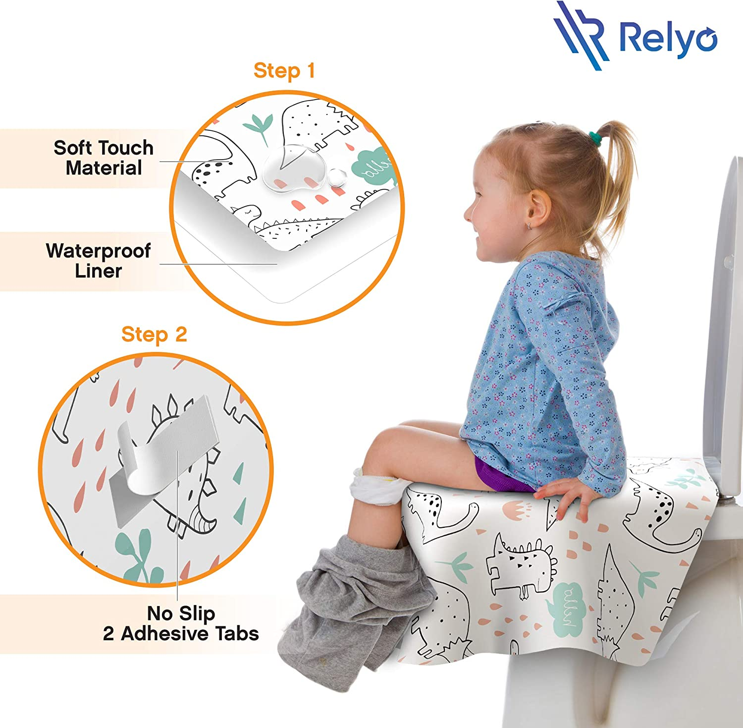 Toilet Seat Covers Disposable - 20 Pack - Waterproof, Ideal for Kids and Adults &ndash; Extra Large, Individually Wrapped for Travel, Toddlers Potty Training in Public Restrooms (Dinosaurs, 20) image number 3