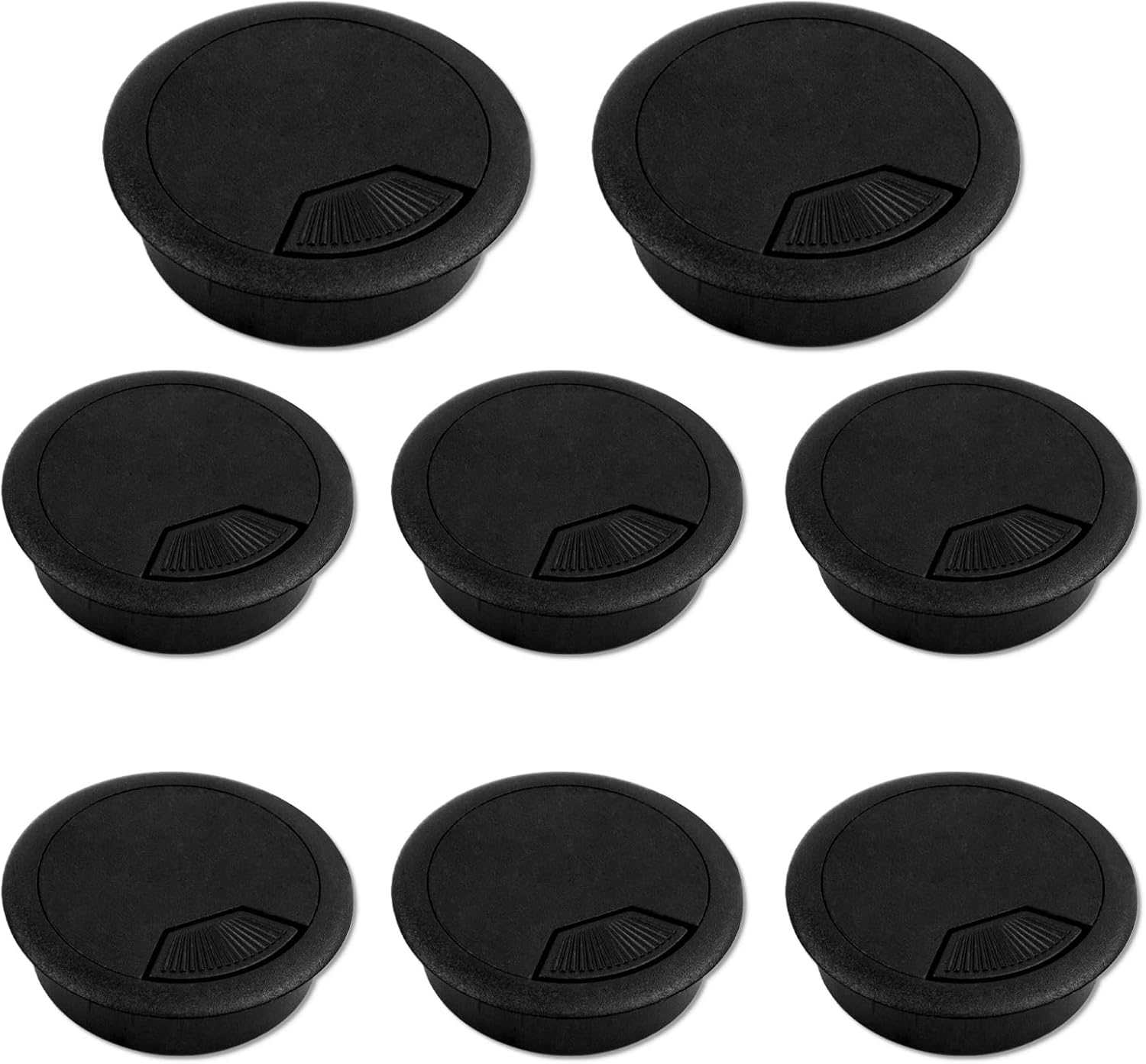 8 Pcs 2 Inch 50 Mm Plastic Desk Cord Cable Hole Wire Organizer Black Desk Grommet Adjustable Cord Cover (Black) image number 3