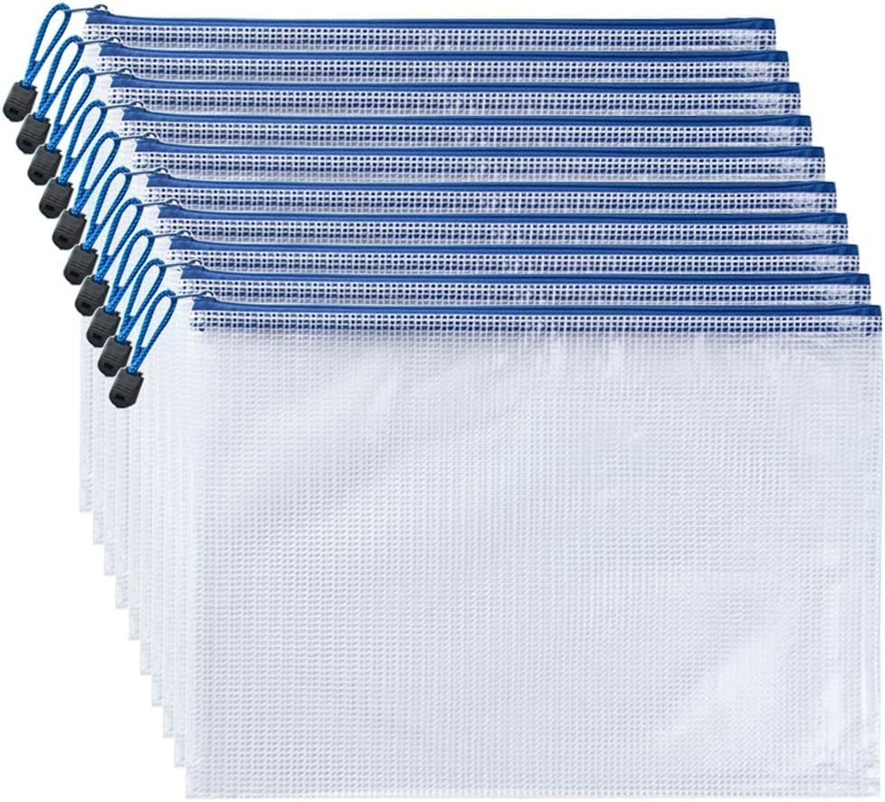 12 Pieces Zipper File Bags, A6 Clear Mesh Document Bag Plastic Folders Wallets Office School Storage Pouches for Document Business Receipts Organization image number 4