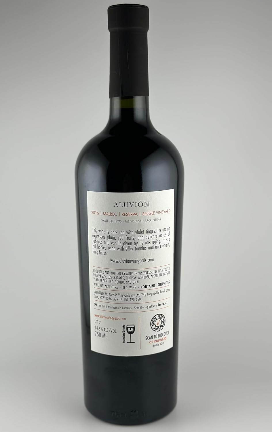 2016 Aluvi&oacute;n Vineyards Malbec Wine "Forjado" from the Uco Valley, Mendoza, Argentina image number 4