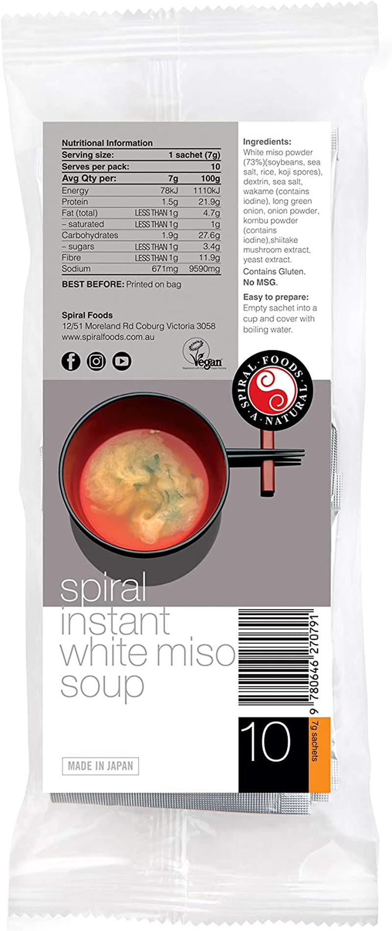 Spiral Foods Instant White Miso Soup 70G image number 1