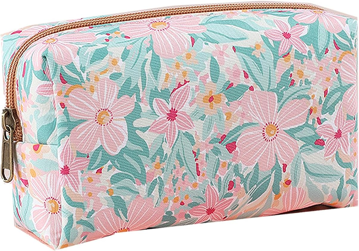 Makeup Bag, Floral Cosmetic Bag,Large Capacity Toiletry Kit,Cosmetics Bag, Travel Toiletry Makeup Bags Zipper Pouch