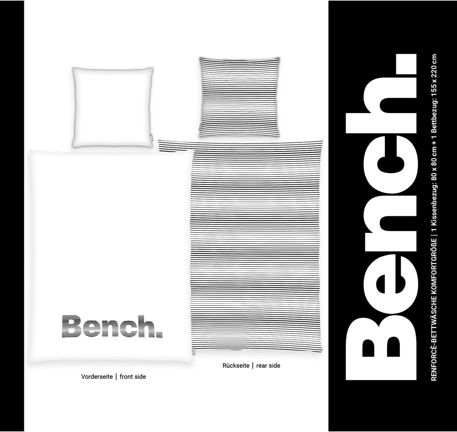 Herding Bedding Set, White/Black, 80 X 80 Cm, 155 X 220 Cm image number 1