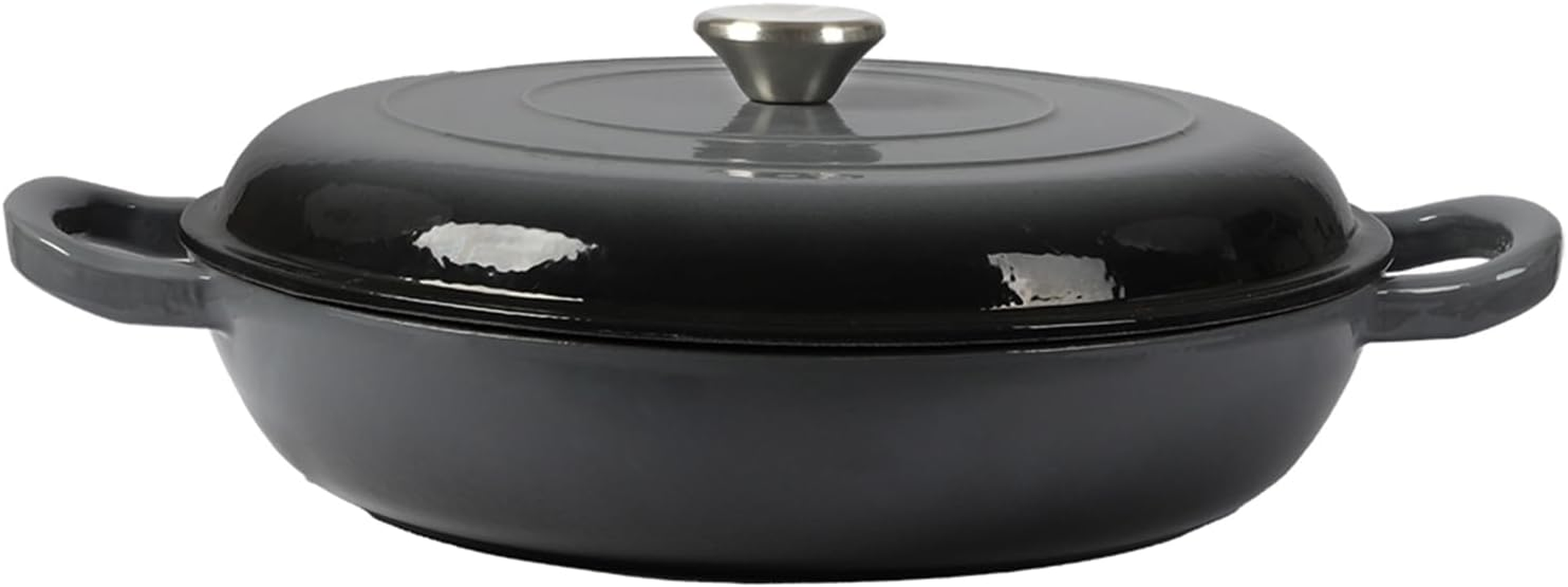 TOQUE Enameled Cast Iron Dutch Oven 3.5L Pot with Lid Kitchen Cookware Black, 3.7 Quart Camping Cooking Non-Stick Slow Cooker Shallow Pan, round Dutch Oven Pots for Bread Baking,Braise,Stew,Roast image number 4