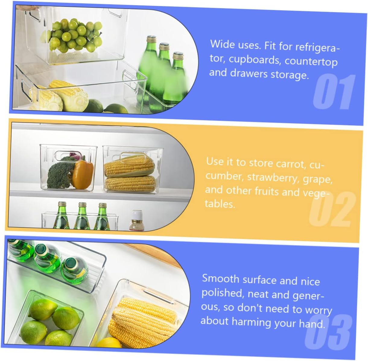 Refrigerator Bin Storage Boxes Herb Storage Container for Box Pantry Food Drinks image number 2