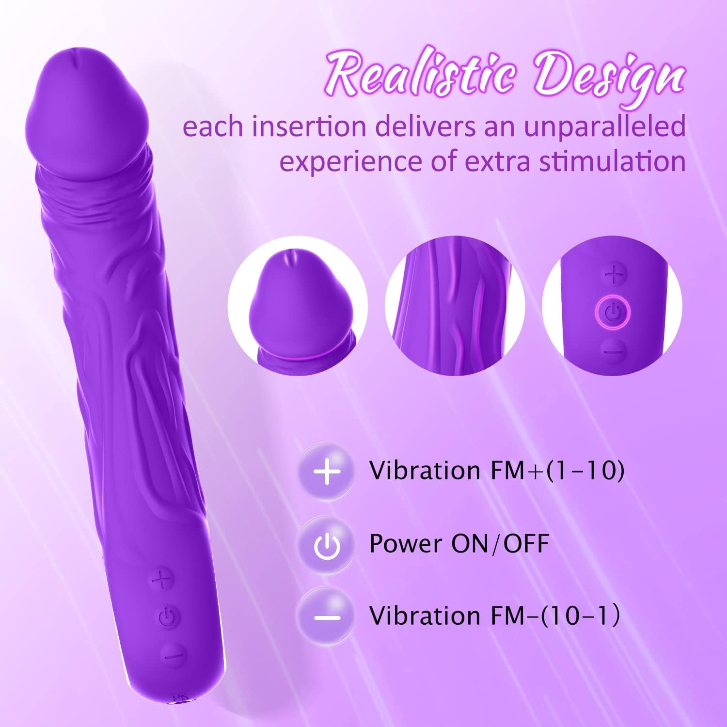 Women Sex Toys Dildo Vibrator, Sex Toys Clitoris G Spot Anal Stimulator with 10 Powerful Vibration Mode, Waterproof Powerful Vibrator for Couples (Purple) image number 5
