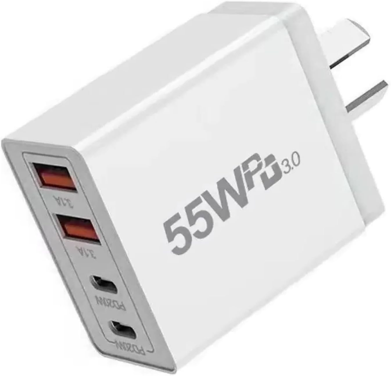 USB C Fast Charger 55W, 4Port USB Wall Charger AU Plug PD QC 3.0 Multiport USB Power Adapter Fast Charging Block for Iphone 15/14/13/12,Ipad Pro, Macbook, Galaxy S24/S23 image number 3