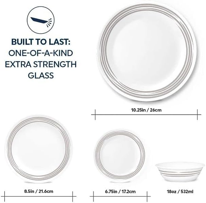 Corelle Classic Dinnerware Set, 16 Piece Set, Brushed Silver image number 4