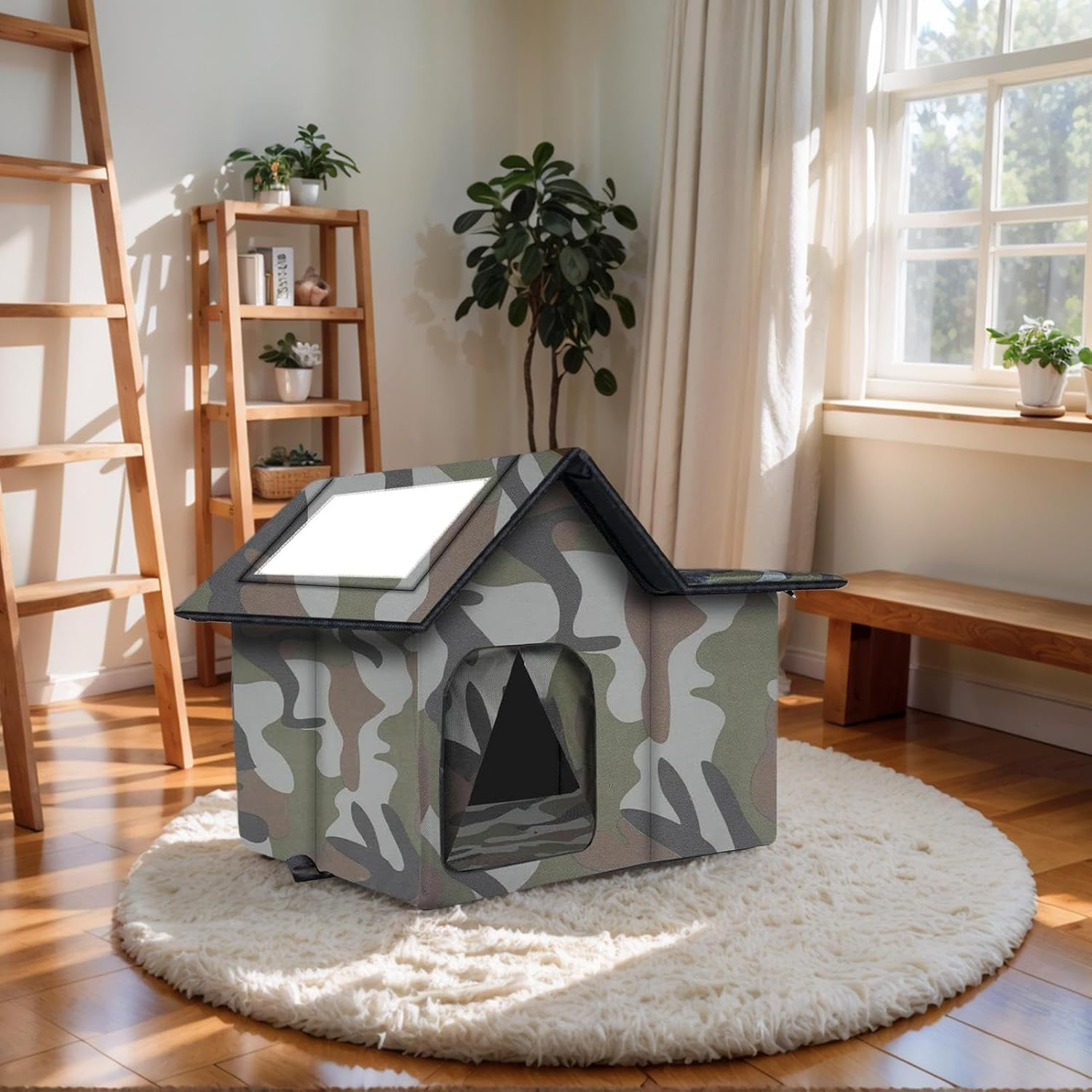 Outdoor Cat House - Semi-Closed Kitten House, Weatherproof Outdoor Cat Nest, Cosy Sleeping Home, Warm, Portable