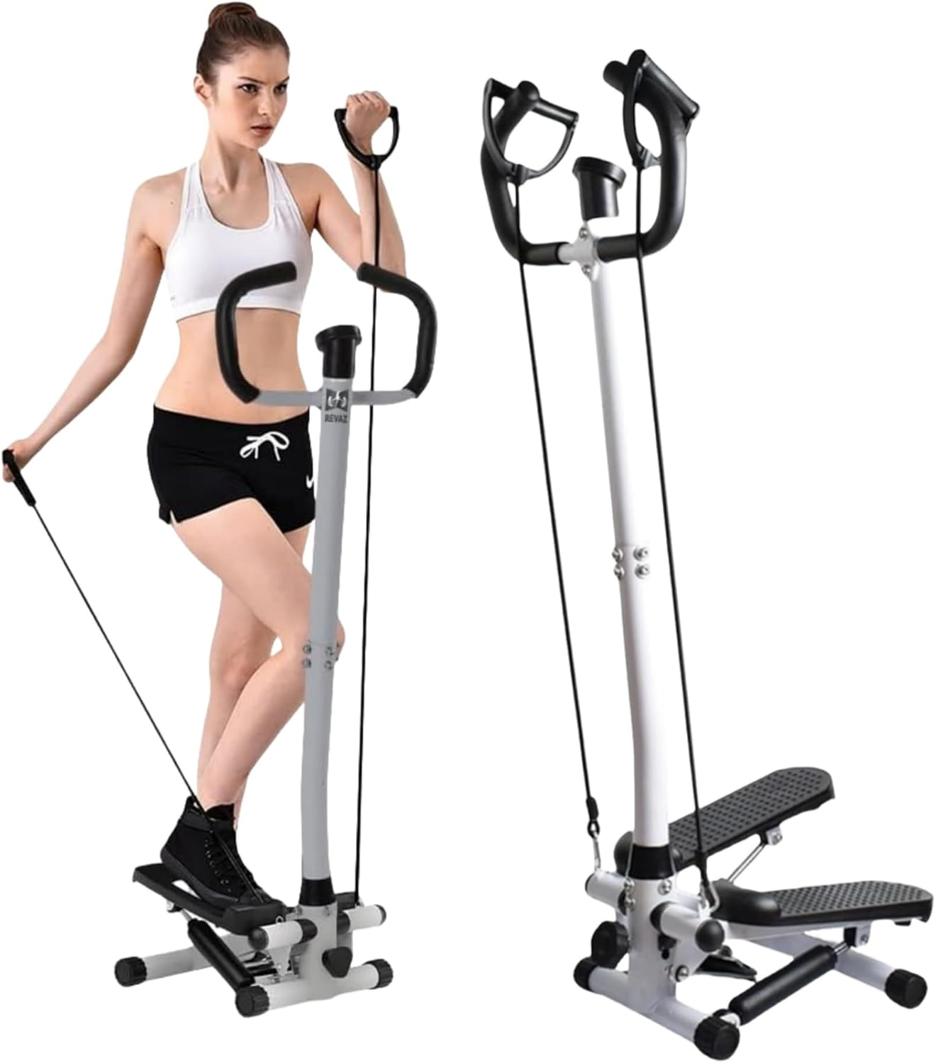 Stepper for Exercise, Mini Stair Stair Stepper with 300LBS Loading Capacity, Foot Exerciser for Full Body Workout, Fitness Stepper Resistance Bands for Home Apartment