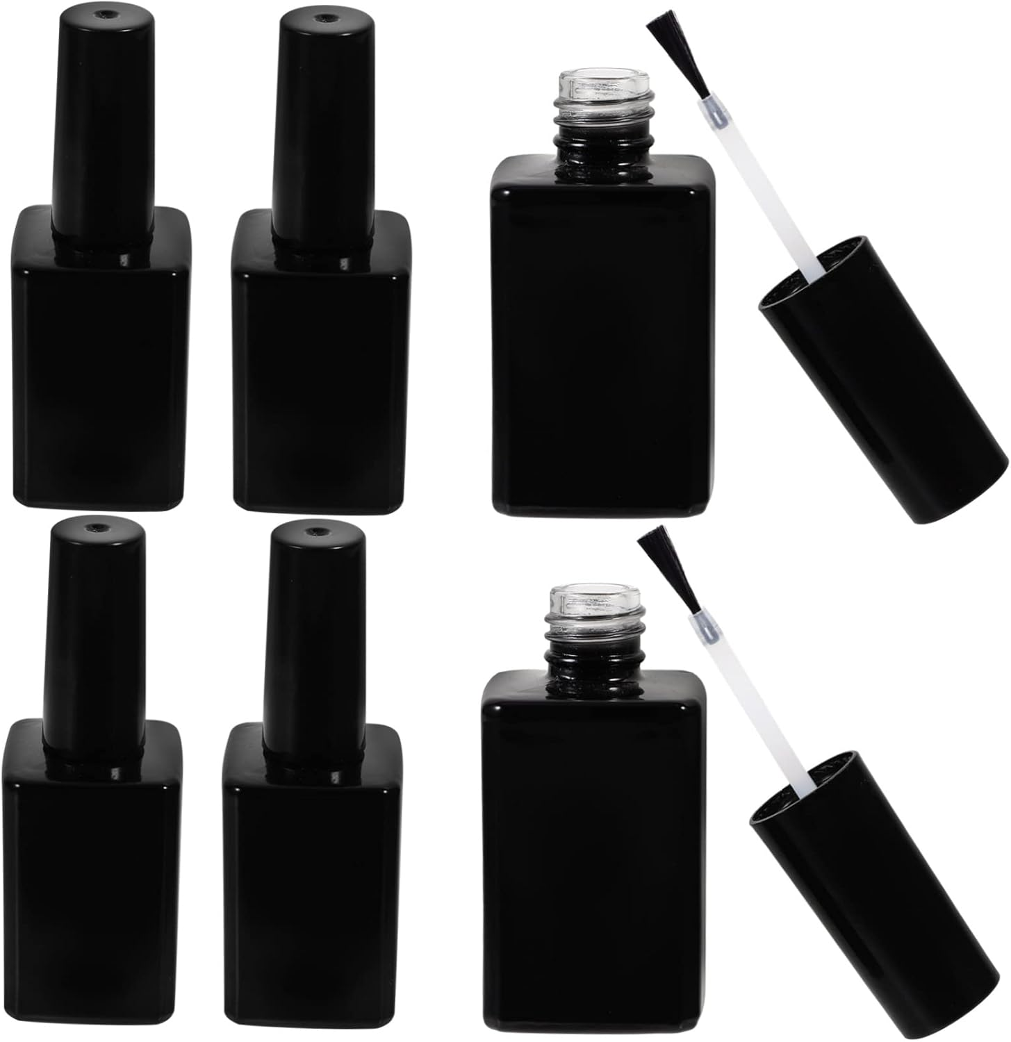 LRXIYODE 6Pcs Small Glass Nail Polish Bottles Armor Bottle Brush for Uv Gel Polish Refill image number 5