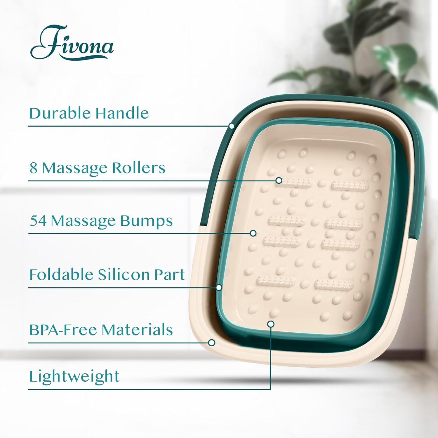 Fivona Collapsible Foot Bath Basin - Pedicure Foot Soaking Tub for Tired Feet, Cracked Heels, Soothe Soreness, Soften Calluses image number 3