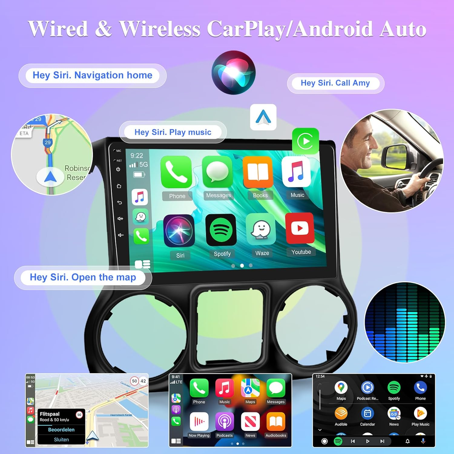 [8 Core 4G+64G] Car Radio for Jeep Wrangler 2011 2012 2013 2014-10.1 Inch Android Touch Screen Car Play Stereo, DSP 32 EQ Audio/Ips Screen/Carplay/Android Auto/Swc/Bt 5.0/Wifi image number 1