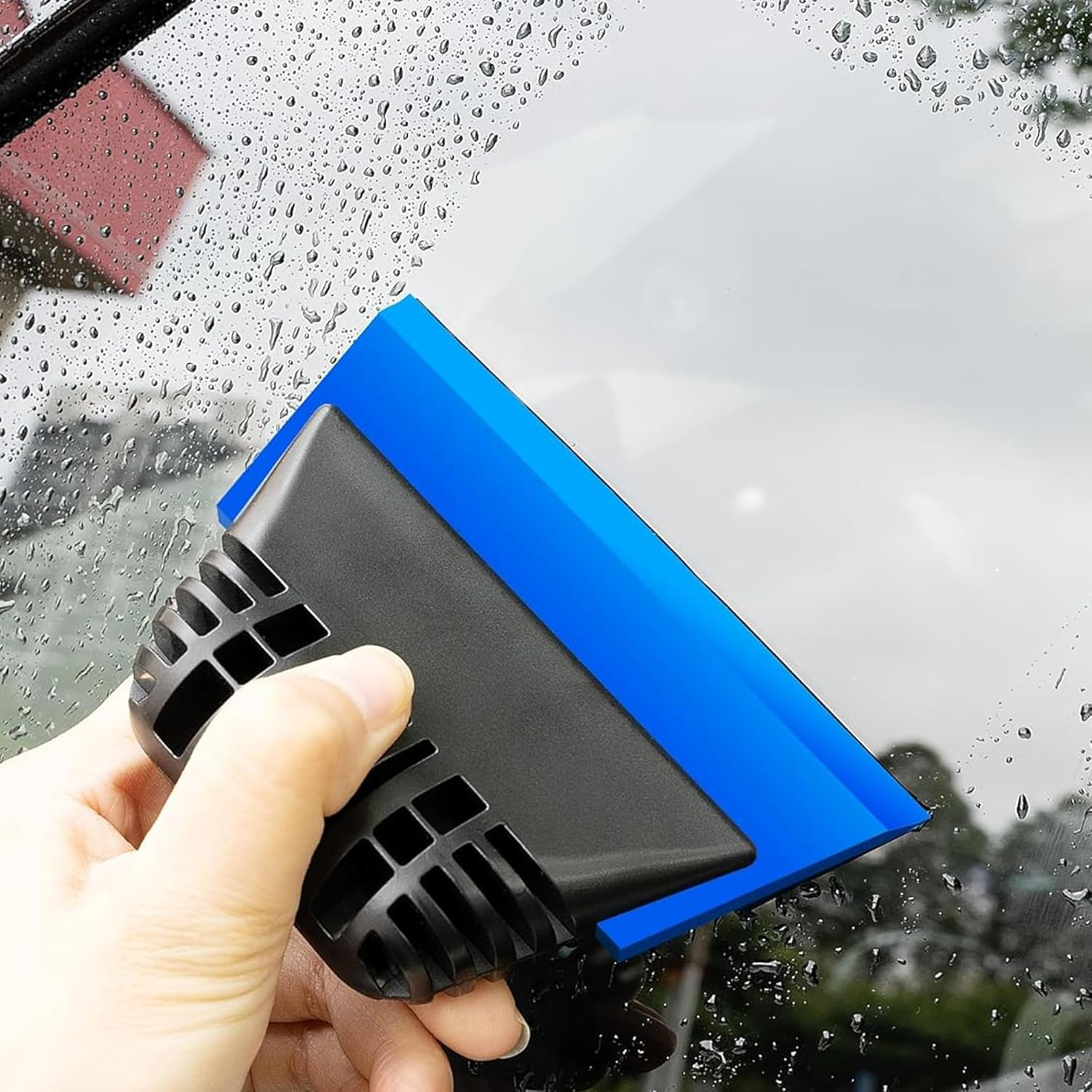 Blue Small Squeegee Window Tint Squeegee, Non-Slip Handle Rubber PPF Squeegee, Squeegee for Window Cleaning, Shower Glass Door, Car Window Squeegee for Windshield, Water Wipe Squeegee for Vinyl image number 4