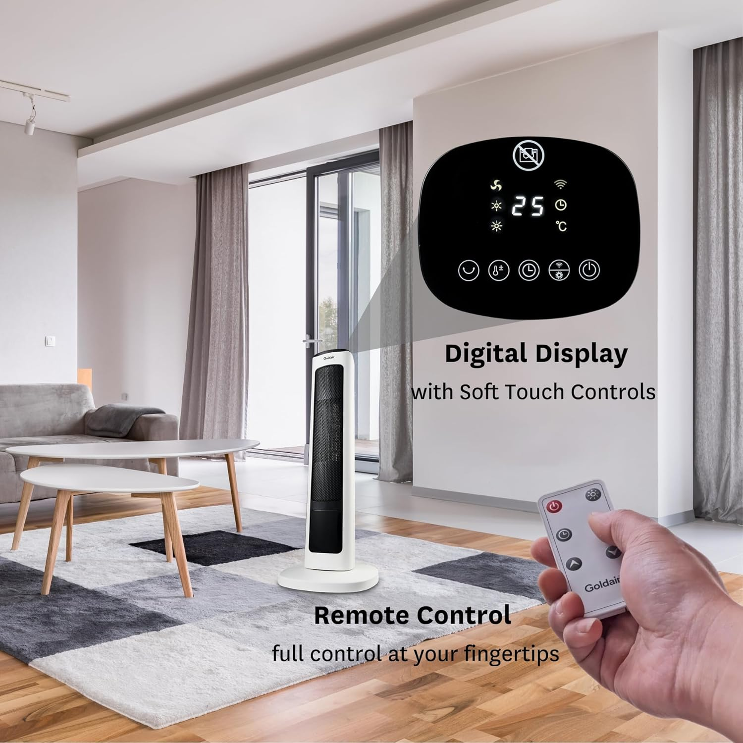 Goldair 2000W Ceramic Tower Heater with Wi-Fi image number 2