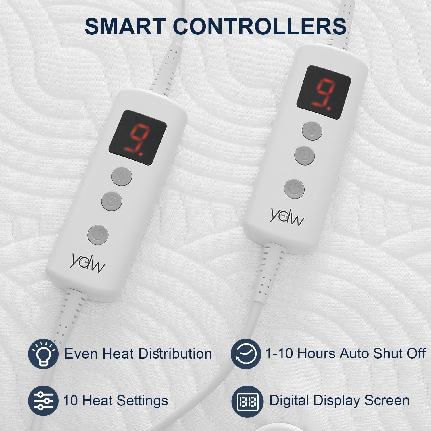 Dual Control Electric Blanket King Fitted - 182X203Cm Air Layer Heated Underblanketr with 10 Heat Settings Controller & 1-9 Hrs Auto Off,Deep Pocket Bed Warmer,Machine Washable image number 3