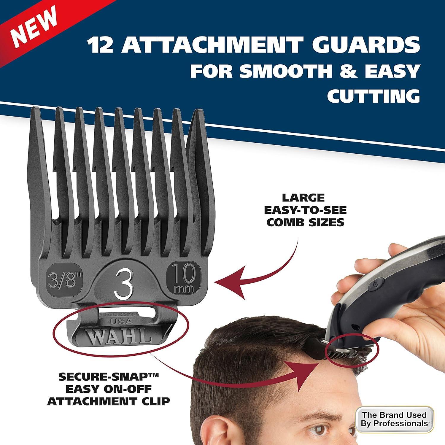 Wahl Clipper Lithium-Ion Cordless Haircutting Kit - Rechargeable Grooming and Trimming Kit with 12 Guide Combs - by the Brand Used by Professionals - Model 79608 image number 3