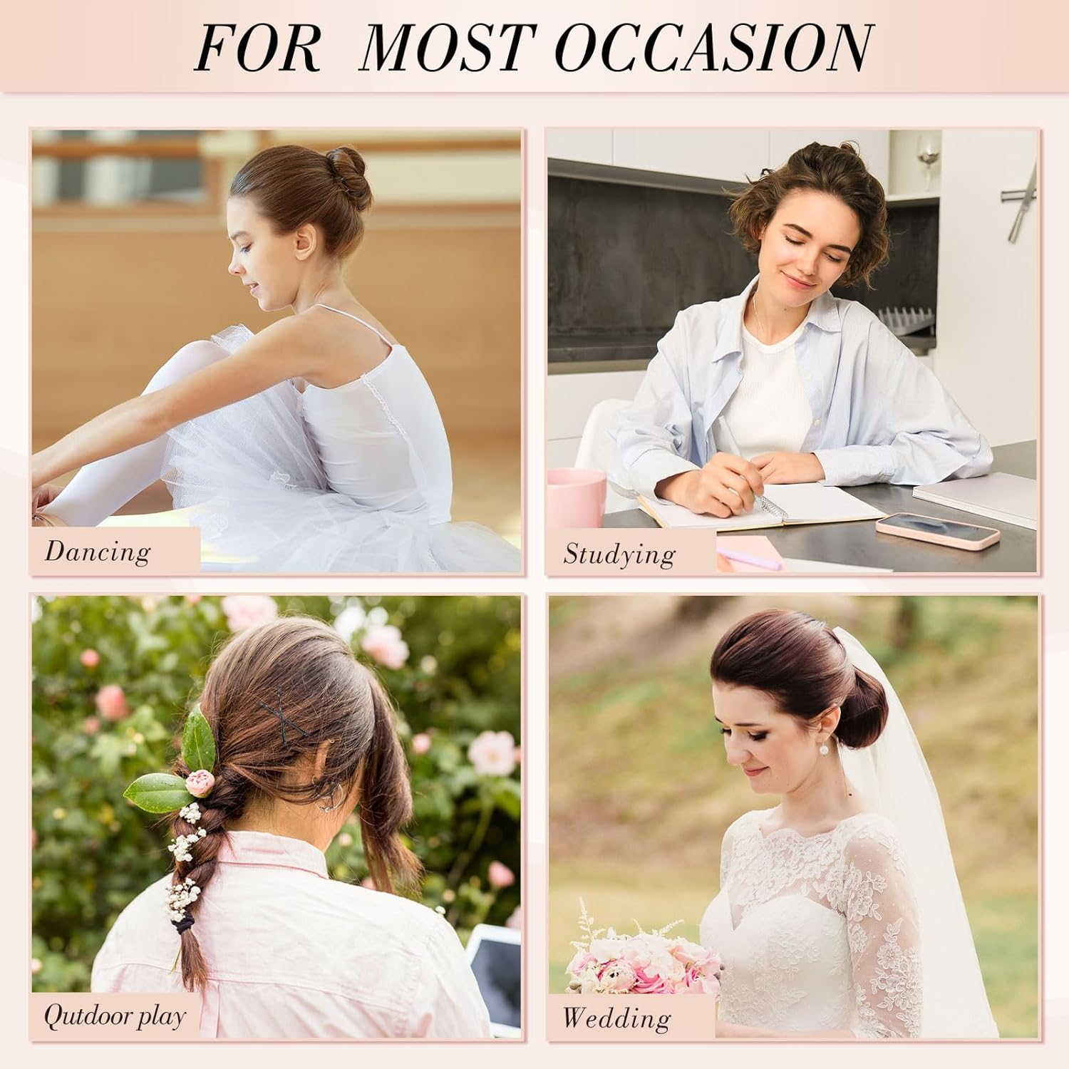 460 Piece Hair Pins and Hair Bobbles Set, 220 Bobby Pins - 2 Sizes and 240 Hair Bobbles with Storage Box for Women Girls Wedding Hairstyles (Black) image number 6