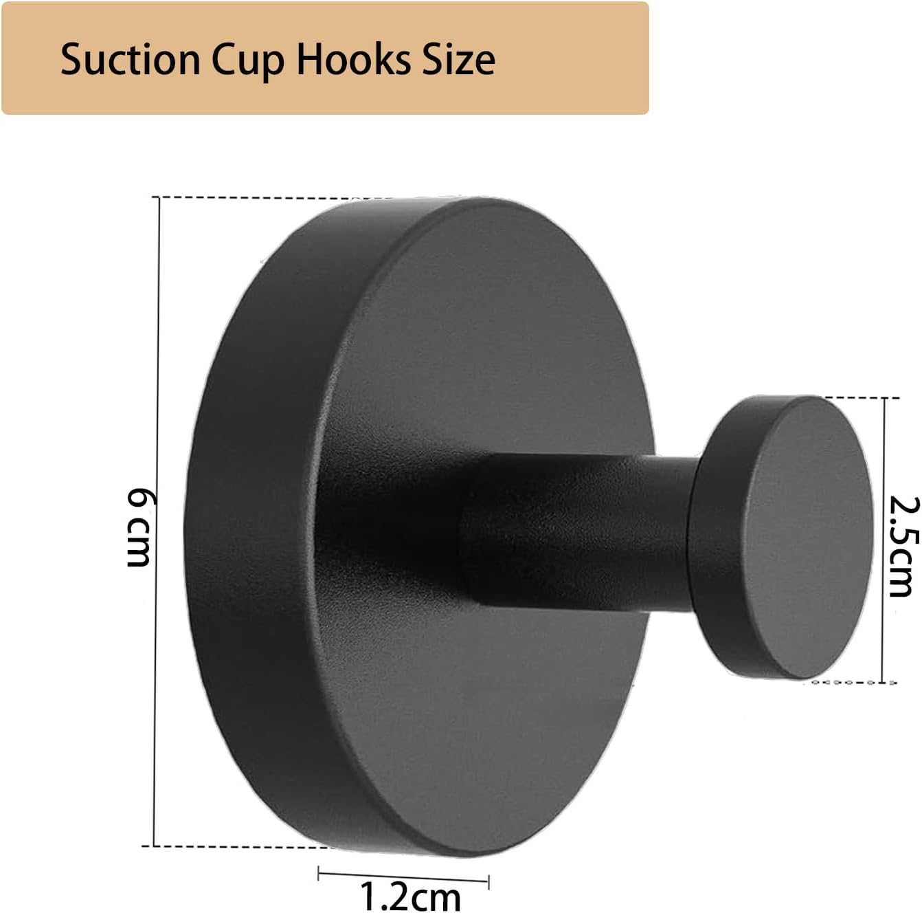 2Pcs Suction Cup Hooks for Shower, No-Drill Bathroom Hooks for Towels, Robes, Loofah Mountable on Bathroom Walls, Kitchen, Glass, Mirrors,Tile,Smooth Non-Porous Surfaces,Waterproof & Rustproof,Black