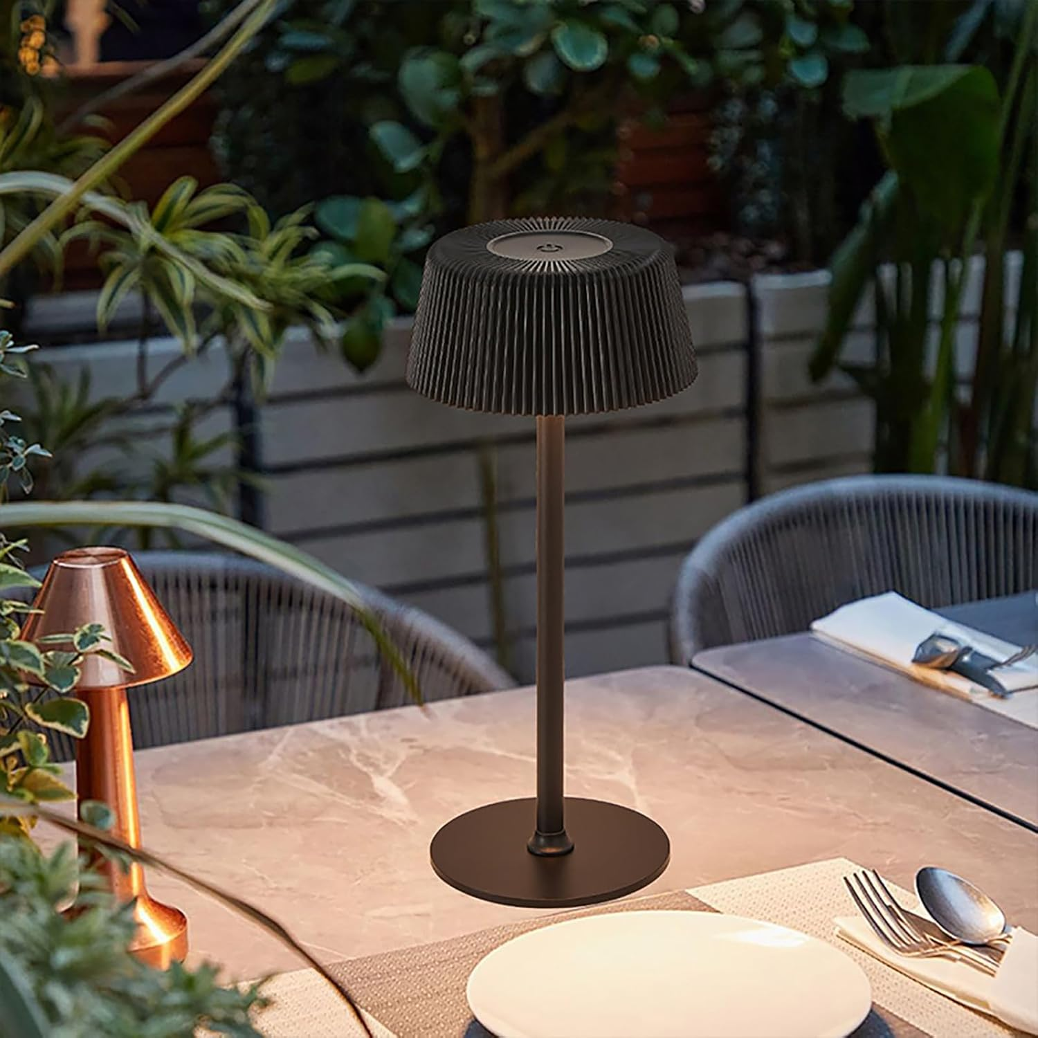 Shenzhi Tech Ambient LED Table Lamp, Elegant USB Rechargeable Desk Lamp, Touch Controlled Dimmable Indoor Night Light for Home Decor Bedside Room Restaurant (White)