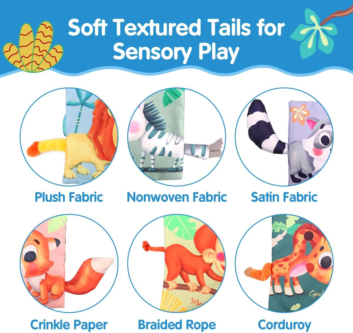 REMOKING Baby Books 0-3-6-12 Months,3D Touch and Feel Crinkle Cloth Book for Baby Infant, Sensory Toys Tummy Time Books W/Music,Mirror,Teether,Colorful Beads,Baby Shower Gifts,Stroller Travel Toys image number 6